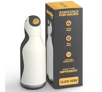 ASOBU Bestie Gourde isotherme en acier inoxydable pour enfant avec paille, 420 ml, avec tête de pingouin, anti-fuite et sans BPA