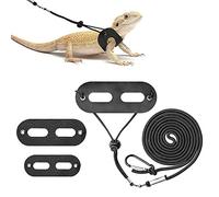 ASOCEA 3 PièCes Ajustable Dragon Barbu Harnais Et Laisse De LéZard Reptile Cuir Souple Corde ExtéRieure en Nylon pour Amphibiens LéZard CaméLéOn BéBé Iguane Et Autres Petits Animaux(S, M, L)