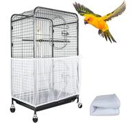 ASOCEA Extra Large Cage À Oiseaux Graines De Recueil De Graines Jupe Garde Couverture de Cage à Oiseaux Filet de Perroquet en Maille de Nylon pour Cages Rondes et Carrées (Blanc, 118*15.7in/300*40cm)