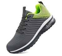 ASOCO DREAM Chaussures de course pour homme avec coussin d'air - Légères et respirantes - Pour la marche, le sport et le tennis, Gras/vert, 40 2/3 EU
