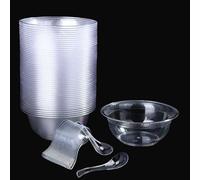 ASOENTIWOX Lot de 80 verres à dessert en plastique rigide - 210 ml - Pour desserts, pudding, crème glacée au yaourt, buffet - Stable et réutilisable