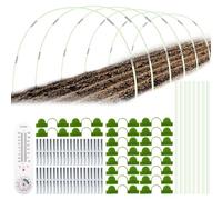 ASOFTY 50 Pièces Arceau pour Serre Tunnel, 43cm Cerceaux pour Serre de Jardin avec 40 Tube de Connexion, 32 Pinces et Thermomètre, Kit de Maison de Cerceau de Jardin pour Plantes, Fruits, Légumes