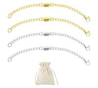 ASOMI Lot de 2 extensions de chaîne en argent et 2 pièces en or pour colliers de 10 cm avec étui, fermoirs magnétiques robustes pour colliers