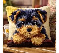 ASONGLINGO Cushion Kit with Latch Hook, Chien animal Knotted Cushion Kit 43x43cm Carpet and Canvas Design, Knotted Stitch