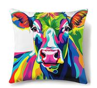 ASONGLINGO Kit Crochet de Verrouillage Tapis DIY Broderie Kit Tapis Point Noué à Faire pour Débutants, Latch Hook Canevas Coussin Point 43x43cm(vache colorée)