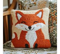 ASONGLINGO Kit de Coussin avec Crochet à Loquet Coussin au Point Noué, 43×43cm création de Tapis et Canvas, Tapis Point Noué,Latch Hook Canevas Coussin(Animaux de bande dessinée)