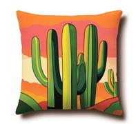 ASONGLINGO Kit de Coussin avec Crochet à Loquet Coussin au Point Noué, 43×43cm création de Tapis et Canvas, Tapis Point Noué,Latch Hook Canevas Coussin(Cactus de dessin animé)