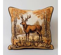 ASONGLINGO Kit De Crochet De Verrouillage Coussin Crochets Kit De Verrouillage Taie D'Oreiller Tapis Imprimé Coussin Crochet Fil Broderie Kits 43x43cm(Cerf animal et paysage)