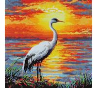 ASONGLINGO Kit de Tapisserie pour Coussin Tapis DIY Broderie Kit Tapis Point Noué à Faire pour Débutants, Adultes,Latch Hook Canevas Coussin Point 43x43cm(Oiseaux au bord du lac)