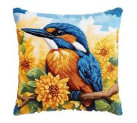 ASONGLINGO Kit Tapis Au Point Noué, Kit de crochet de verrouillage, coussin de avec motif pré-imprimé sur toile faite à la main, Point Noué Coussin 43x43cm(Animaux, oiseaux et fleurs)