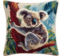 ASONGLINGO Kit Tapis Au Point Noué, Koala animal Kit de crochet de verrouillage, coussin de avec motif pré-imprimé sur toile faite à la main, Point Noué Coussin 43x43cm