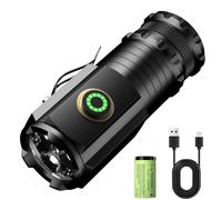 ASORT Lampe de poche LED rechargeable, 5 modes d'éclairage, fonctionne sur piles, 3 x P35 LED, mini lampe de poche tactique étanche pour les urgences en plein air, le camping (18350batterie)