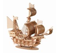 Asotagi Bateau de recherche puzzle 3D, modèle de navire, en bois, montage et démontage, 1 ensemble, 1 article, 1 pièce, petit, portable, adultes (168 à 1188 mois)