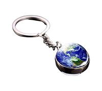Asotagi Porte-clés lumineux portable avec système solaire et planète - Double face - Boules de verre - pour enfants et amis, terre, S