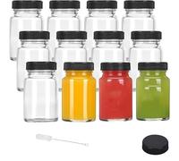 ASOUUNLD 12PCS Mini Bouteille Verre, Bouteilles à Shot pour Remplir 60 ml Petite Bouteill en Verre avec Étiquette Petite Bouteille Shot de Jus Vide pour Fruits Jus de Gingembre, Huiles Essentielles