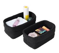 ASOUUNLD 2 Pièces Panier de Rangement Tissés, Panier de Rangement Tissé à La Main Panier pour Serviettes d'invités pour Chambre, Salle de Bain, Cuisine, Salle D'étude, Bureau (30 * 13 * 17.5CM)