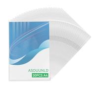 ASOUUNLD 30 PCS Pochettes Coin Transparentes A4, Chemises Pochette Plastiques Pochette Plastique A4 Chemise à Coin Dossiers de Documents pour Ranger et Classer Papiers, Documents