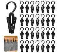 ASOUUNLD 30 Pièces Pince à Linge Rotative, Épingles à Linge Plastique Pince à Linge avec Crochet Rotative Cintre Pince Crochet à Linge Portable pour Pantalon, Bottes, Serviette et Les Chaussettes