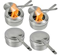 ASOUUNLD 4 Pièces Brûleur À Fondue Portable, Récipients à Pâte Combustible Réchaud à Alcool Portable en Acier Inoxydable Brûleur d'alcool pour Fondue avec Couvercle pour Buffet, Fondue, Camping