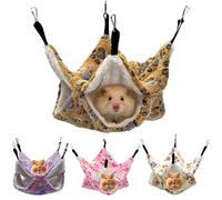 ASOUUNLD 4 Pièces Hamac pour Cochons d'Inde,Hamster Lit de Cochon d'Inde à 2 Couches Hamac Cage Furet Double Hamac de Couchage pour Hamster, Furet Chinchilla Cochon d'Inde Rat Ecureuil Hérisson