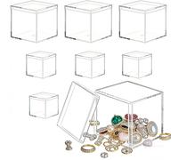 ASOUUNLD 8PCS Petites Boîtes Carrées en Acrylique Transparent, 4.5CM / 10CM Boîtes en Acrylique avec Couvercles Set de Boîtes Cadeau Acryliques Transparentes pour Rangement Bonbons Jouet Présentation