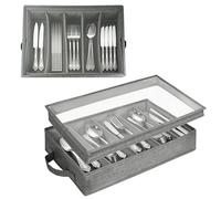 ASOUUNLD Boîte de Rangement pour Argenterie, Range Couverts pour Tiroir avec Couvercle Boîte de Rangement Couverts de Cuisine Porte-Assiettes Camping-Car boîte de Rangement en Feutre