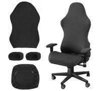 ASOUUNLD Housses de Chaise de Bureau, 4 PCS Housse Fauteuil Bureau Housse Chaise Gaming avec Accoudoir Housse de Fauteuil Rotatif Extensible, Amovible et Lavable pour Chaise Gamning, Fauteuil