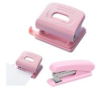 ASOUUNLD Set Agrafeuse et Perforatrice, Petite Agrafeuse Bureau Agrafeuse Luna à Moindre Mini Agrafeuse à Moindre Effort Perforatrice 2 Trous Capacité 10 Feuilles pour Bureau, Ecole et Maison
