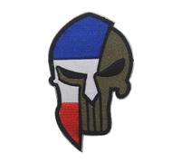 Aspcsmomt Écusson brodé motif crâne drapeau de la France, écusson punisher français punisher français auto-agrippant à coudre sur sac à dos, veste, casquette, uniforme manteau, chapeau