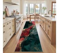 Aspect Marbre Texture Luxe Tapis Cuisine Devant Evier 50x180 cm, Tapis de Cuisine Long Effet Marbre Craquelé Moderne Abstrait Antidérapant et Lavable, Paillasson Interieur Entree, pour Couloir Passage