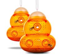 ASPECTEK Pièges à Guêpes pour l'extérieur/Piège à Abeilles à Suspendre (Lot de 2) - Solution Naturelle et Ecologique Anti Guêpe (Orange)