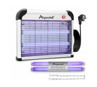 ASPECTEK Tue-Insectes Électrique 20W UV, 2800V Piège à Insectes pour Moustiques, Mouches, Moucherons et Mites, Intérieur et Espaces Extérieurs Couverts, Patio, Jardin et BBQ, 2 Ampoules UV Incluses