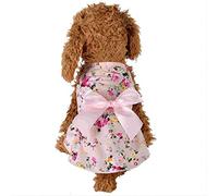 Aspen Global Adorable robe en coton avec nœud en ruban, idéale pour le printemps et l'été, pour un usage quotidien, les spectacles d'animaux de compagnie et les fêtes (rose, taille M)