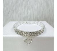 Aspen Global Collier réglable en forme de cœur de la mer avec strass pour chat et chien (taille M, argent)