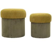 Aspen Pouf Set avec espace de rangement vert 2 pièces Ø42x44cm Ø35x37cm Polyester Velours