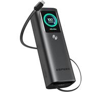 AsperX Batterie Externe 20000mAh,Total 165W,Deux Ports USB-C 100W Charge Rapide,Power Bank avec Câble rétractable intégré,Écran TFT,pour iPhone17/16 Pro Max,Samsung,MacBook