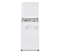 Aspes Cuisinière gaz butane 3 zones de cuisson, blanc AKG3500PB. Contrôle manuel, brûleur WOK triple flamme, compartiment bouteille, couvercle rabattable