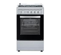 Aspes Cuisinière gaz butane 4 zones de cuisson, four 43 l, inox, AKG4501X. Contrôle manuel, 2 programmes de cuisson, verre en porte à double couche, couvercle rabattable