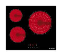 Aspes Plaque vitrocéramique en verre noir AV3602. Puissance max. 5700 W, 3 zones de cuisson, 9 niveaux de cuisson, contrôle tactile, verrouillage et arrêt automatique de sécurité