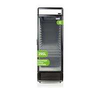 Aspes Réfrigérateur ARH1855500ENF noir, capacité 295 L, 54 cm de largeur, 185 cm de haut, ventilé, moteur universel, niveau sonore de 55 dB, lumière LED, porte vitrée, ouverture par doigts