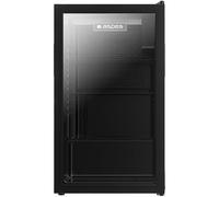 Aspes Réfrigérateur ARH85500EN noir, capacité de 80 L, 47 cm de largeur, 84 cm de haut, cyclique, niveau sonore de 39 dB, lumière LED, porte vitrée, ouverture à 90 degrés porte sens unique