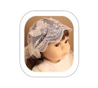Asphinien Bandeau large en dentelle avec nœud et perles - Turban pour nourrissons - nouveau-né - Motif floral ivoire - Élastique - Respirant - Accessoires pour cheveux (blanc B)