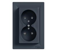 Asphora, double prise 2P+PE, anthracite, EPH9800271