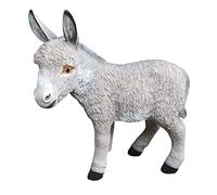 Aspinaworld Figurine de jardin âne gris 50 cm debout avec tête abaissée - Figurine d'âne gris peinte à la main avec structure en fourrure pour jardin, ferme, figurine animal en résine résistante aux