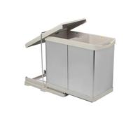 Aspira Home Eco 2 Steel Poubelle de cuisine extensible, volume : 2 x 14 l, système de tri sélectif, armoire de cuisine, seau intérieur amovible, collecteur de déchets, acier inoxydable/anthracite (ECO