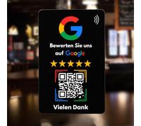 Aspira Home Google Carte d'évaluation avec code NFC et QR, carte d'examen pour les avis Google, prête à l'emploi pour votre profil d'évaluation Google, noir