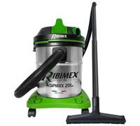 RIBIMEX Aspirateur 20 L by PRASP20IT, RIBIMEX-PRASP20IT-Bidon Solides et liquides 20 L-1200 W, Plastique et métal, Vert, Noir, Acier