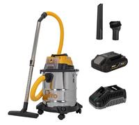 Aspirateur 20V Sans fil Eau et Poussières Cuve Inox 20L + Batterie lithium 2Ah VITO