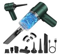 Aspirateur à Main 12000Pa,Portable Mini Aspirateur à Main sans Fil,Multifonctionnel Aspirateur Voiture Puissant,Bruit avec Plusieurs Buses et Filtre Lavable pour la Maison,Voiture,Table,Vert Foncé