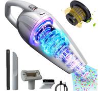 Aspirateur à Main,120W Portable Mini Aspirateur Voiture sans Fil,Aspirateur Voiture Puissant Professionnel pour Voiture Bureau Canapé Table Clavier,Filtre en acier inoxydable,7500mAh,16000PA,Blanc